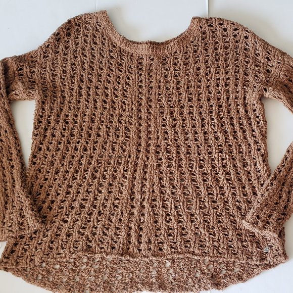 American Eagle Outfitters Sweaters - American Eagle Knit Sweater Womens XS Brown Scoop Neck See Through Casual